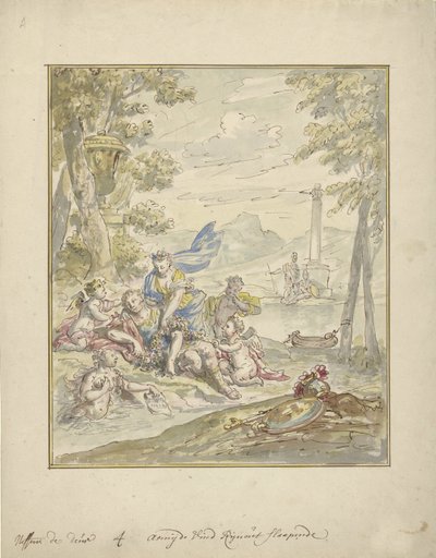 Desenho para uma pintura de sala com Armida e Rinaldo de Elias van Nijmegen