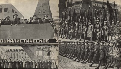 Ilustração da URSS Builds Socialism, 1933. de Eliezer Markowich Lissitzky
