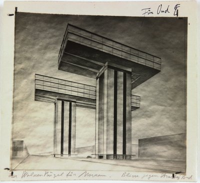 Arranha-céu Wolkenbügel na Strastnoy Boulevard em Moscou, 1925 de Eliezer Markowich Lissitzky