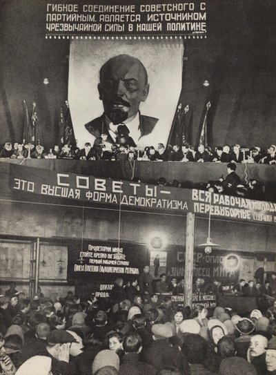 Soviéticos - a forma mais alta de democracia. Ilustração da URSS Builds Socialism, 1933. de Eliezer Markowich Lissitzky