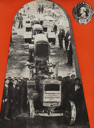 A fábrica de tratores de Stalingrado. Ilustração da URSS Builds Socialism, 1933. de Eliezer Markowich Lissitzky