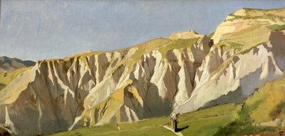 Falésias de Volterra (óleo sobre painel) de Elihu Vedder