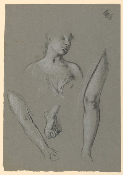 Detalhes de estudos de figura de Elihu Vedder