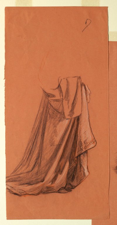 Desenho, Drapery (estudo para pintura a óleo, "Procissão de casamento" ou "A dança", 1872-79 de Elihu Vedder
