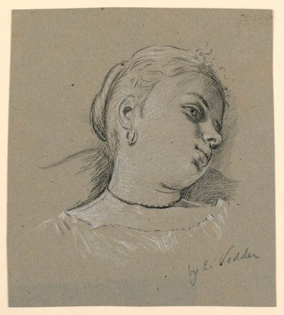 Desenho, Cabeça de uma rapariga italiana, ca. 1885 de Elihu Vedder