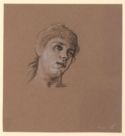 Desenho, Esboço de retrato de uma jovem rapariga, ca. 1885 de Elihu Vedder