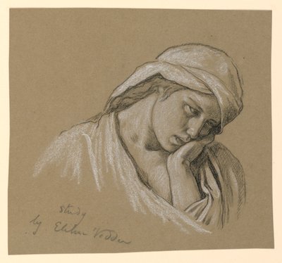 Desenho, Retrato de uma figura fantasiada, ca. 1885 de Elihu Vedder