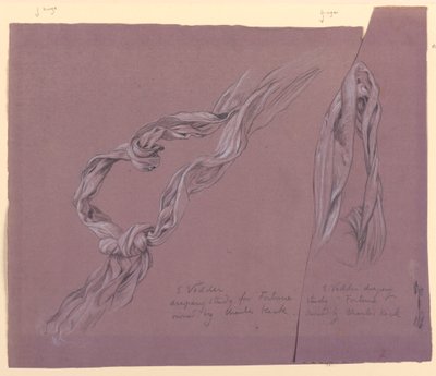 Desenho, Estudos do drapeado de "Fortune", ca. 1887 de Elihu Vedder