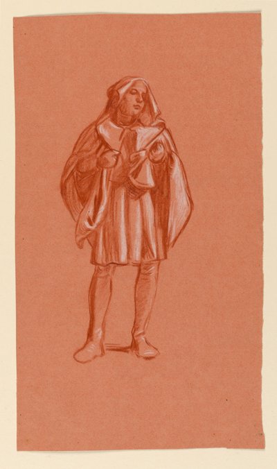 Desenho, Estudo de uma figura num traje com capuz, ca. 1885 de Elihu Vedder