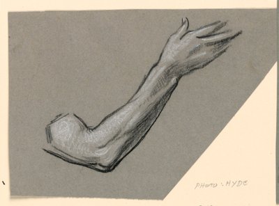 Desenho, pormenor de um braço, ca. 1885 de Elihu Vedder