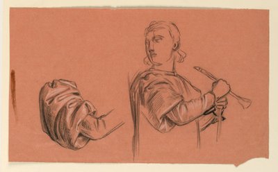 Desenho, pormenores de estudo de figura, ca. 1885 de Elihu Vedder