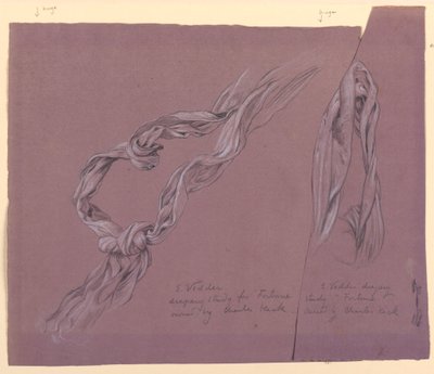 Desenho, estudos de panejamento para a figura "Fortuna", ca. 1877 de Elihu Vedder