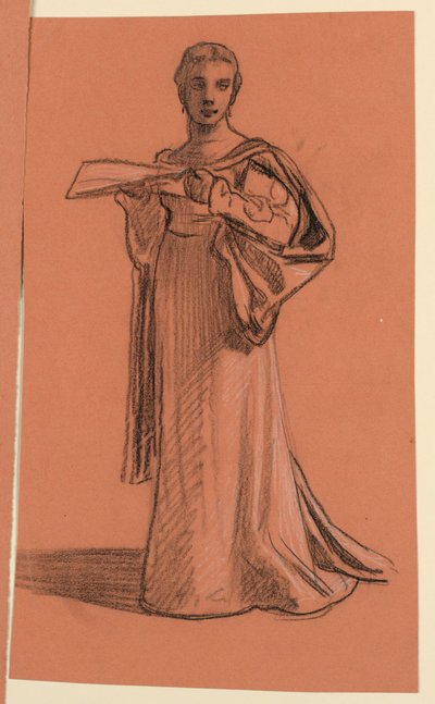 Desenho, estudo para figura em "Procissão de Casamento", ca. 1872 de Elihu Vedder