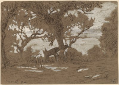 Mt. Colognola - Ovelhas pastando no Lago Trasimeno de Elihu Vedder