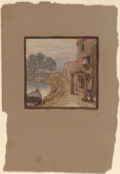 Velho por um rio de Elihu Vedder