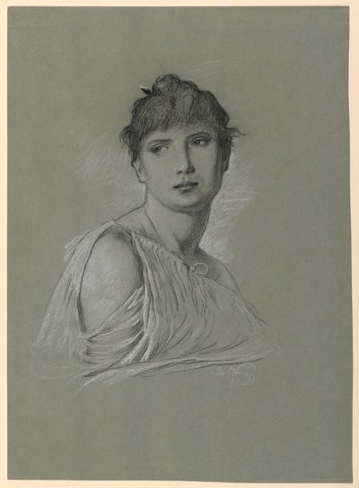 Esboço de retrato de uma jovem de Elihu Vedder