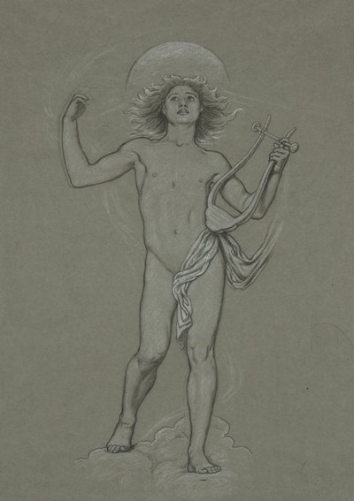 Estudo para a Figura de Apolo, dos 60 estudos para o teto de Huntington (1926,80) de Elihu Vedder