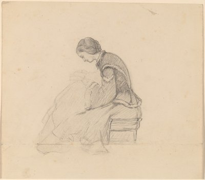 Estudo de uma menina lendo de Elihu Vedder