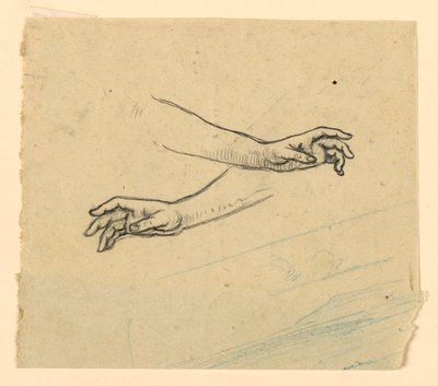 Estudo de duas mãos alcançando de Elihu Vedder