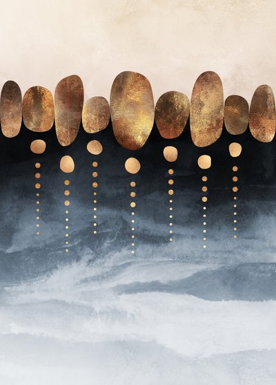 Abstrato Azul Dourado de Elisabeth Fredriksson