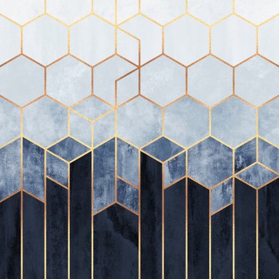 Hexágonos azuis dourados de Elisabeth Fredriksson