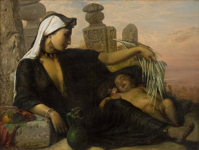 Uma mulher egípcia Fellah com seu bebê de Elisabeth Jerichau Baumann
