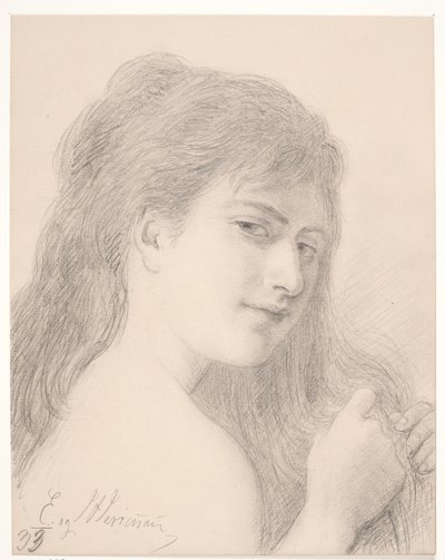 Busto de uma mulher trançando o cabelo de Elisabeth Jerichau Baumann