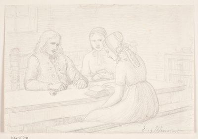 Desenho de estudo para "Husandagten" de Elisabeth Jerichau Baumann