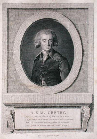 Andre Ernest Modeste Gretry (1741-1813) gravado por Louis Jacques Cathelin (1738-1804) 1786 (gravura) de Elisabeth Louise (after) Vigee Lebrun