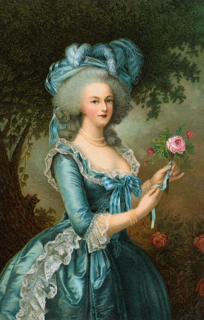 Retrato de Maria Antonieta com uma rosa de Elisabeth Louise (after) Vigee Lebrun
