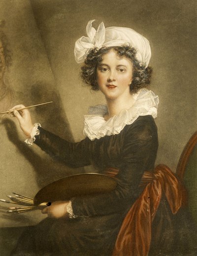 Gravura reproduzindo Marie Elisabeth Louise Vigee Le brun (ou Vigee-Lebrun ou Vigee Lebrun de Elisabeth Louise (after) Vigee Lebrun