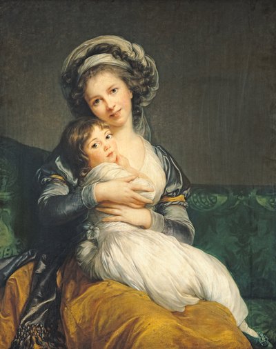 Autorretrato em um turbante com seu filho de Elisabeth Louise Vigee Lebrun