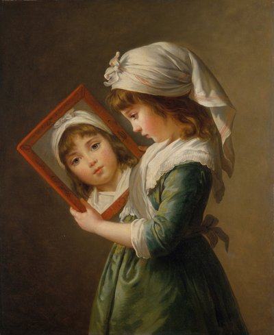 Julie Le Brun 1780-1819 Olhando no espelho, 1787. de Elisabeth Louise Vigee Lebrun