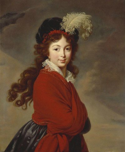 Retrato da duquesa Anna Feodorovna da Rússia 1781-1860, princesa Juliane de Saxe-Coburg-Saalfeld, de Elisabeth Louise Vigee Lebrun