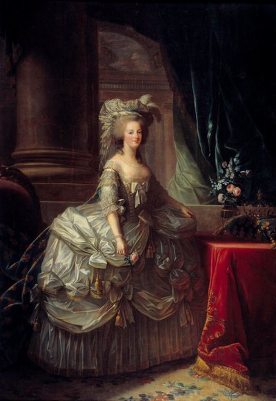 Retrato da Rainha Maria Antonieta (1755 - 1793). Pintura de Marie Elisabeth Louise Vigee Le brun (ou Vigee-Lebrun ou Vigee Lebrun) (1755-1842). Século XIX. Óleo sobre tela. Dim: 2,76 x 1,93m. - Retrato a todo o comprimento da Rainha Maria Antonieta (1755-1 de Elisabeth Louise Vigee Lebrun