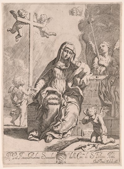 Nossa Senhora das Dores com símbolos da Paixão de Elisabetta Sirani