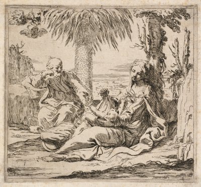 Descanse na fuga para o Egito. de Elisabetta Sirani