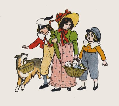 Crianças que vão dar um passeio (cor litho) de Elise H. Stewart