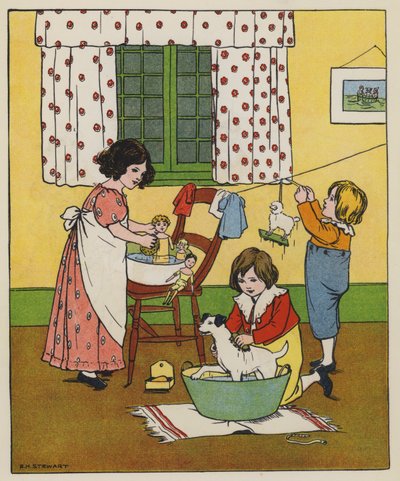 Sábado, Hora da Lavagem (cor litho) de Elise H. Stewart