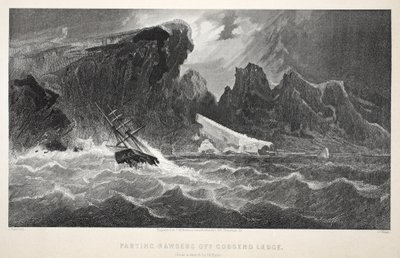 Partindo Hawsers fora Godsend Ledge, ilustração da segunda expedição Grinnell em busca de Sir John Franklin ... &39;, 1856 de Elisha Kane