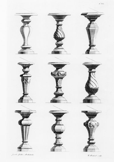 Pedestals, de A Book of Architecture, de James Gibbs (1682-1754), publicado em 1739 (ver também 171988) de Elisha Kirkall