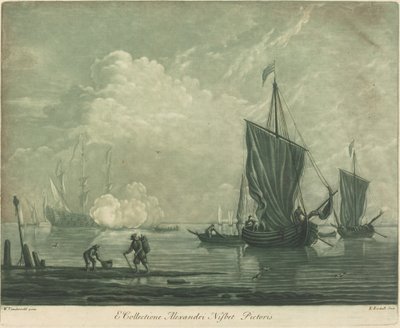 Cena de envio da coleção de Alexander Nisbit de Elisha Kirkall after Willem van de Velde the Elder