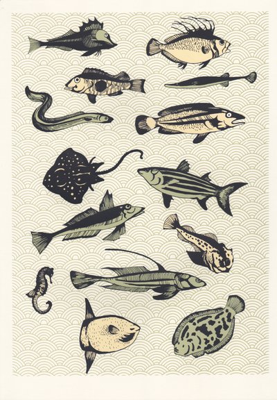 Peixe Japonês Amarelo, 2016 (papel de parede) de Eliza Southwood