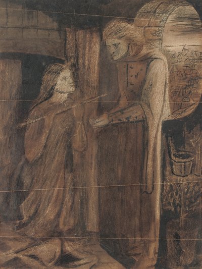 Escriturário Saunders (aquarela com goma arábica e arranhando, no papel) de Elizabeth Eleanor Siddal
