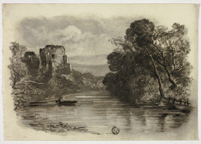 Rio com Ruína do Castelo e Barco II de Elizabeth Murray