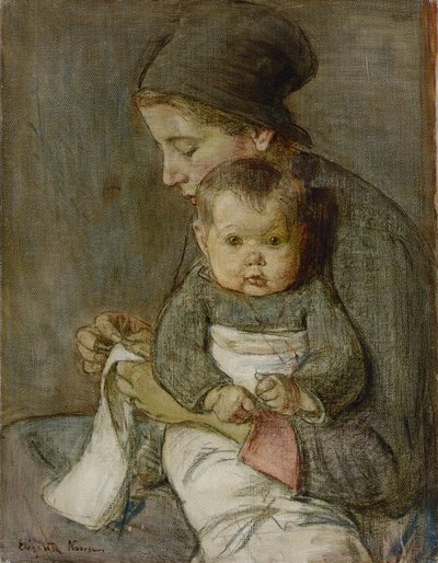 Mãe e Bebé (óleo sobre tela) de Elizabeth Nourse