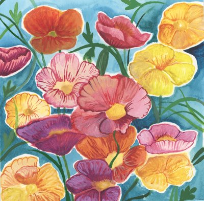 Papoilas islandesas, 2018 (aguarela) de Elizabeth Rider