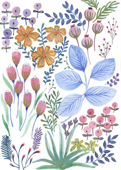 Flores da primavera, 2017 (aguarela) de Elizabeth Rider