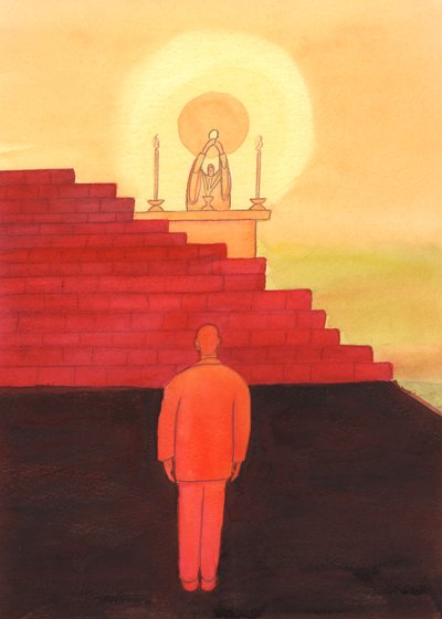 Uma pessoa que vive no amor próprio, na ganância, no orgulho, na dureza de coração ou em qualquer estado pecaminoso, que não muda, constrói uma &39;parede de tijolos&39; entre si e Deus: o Deus que se faz Presente em cada celebração de Elizabeth Wang
