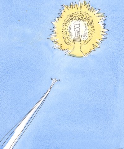 Uma alma liberada do Purgatório voa como um foguete em direção ao distante &39;sol&39;, que é o esplendor do Céu, 2004 (w - c no papel) de Elizabeth Wang
